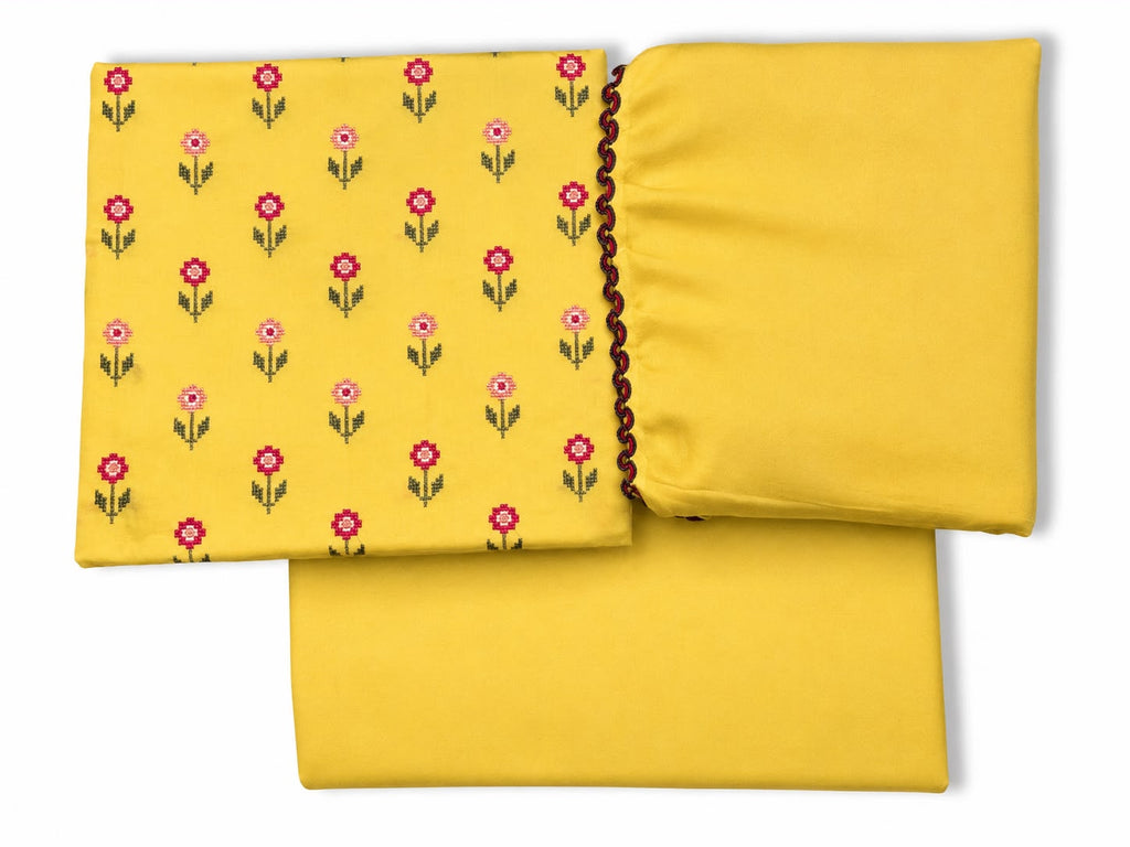 Dastan-e-Libas | Mustard Yellow Embroidered 3-Piece Unstitched Lawn Suit
