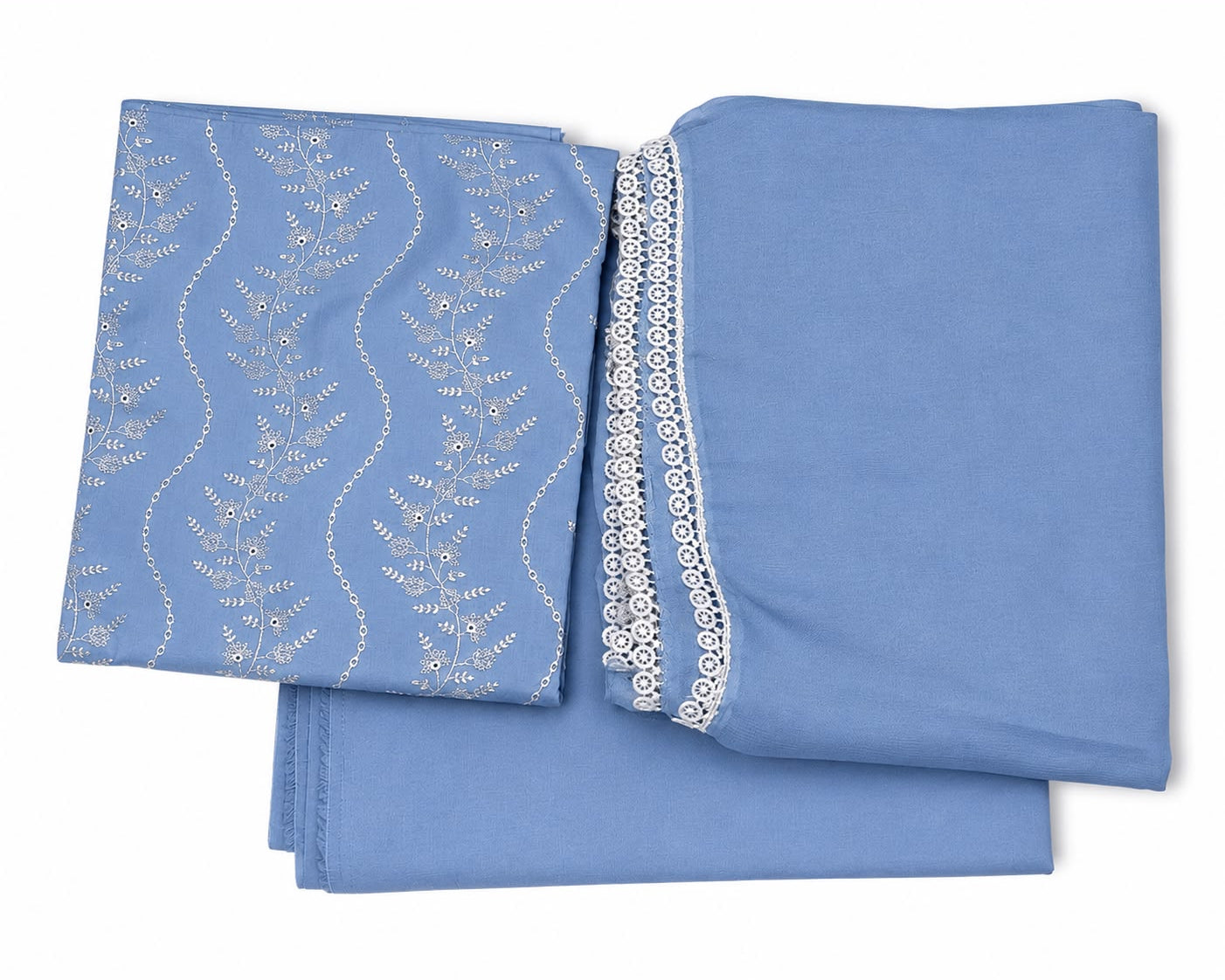 Dastan-e-Libas | Sky Blue Embroidered 3-Piece Unstitched Lawn Suit